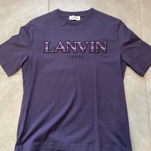 Lanvin Purple Short Sleeve Tee with Tonal Logo - Picture 1 of 4